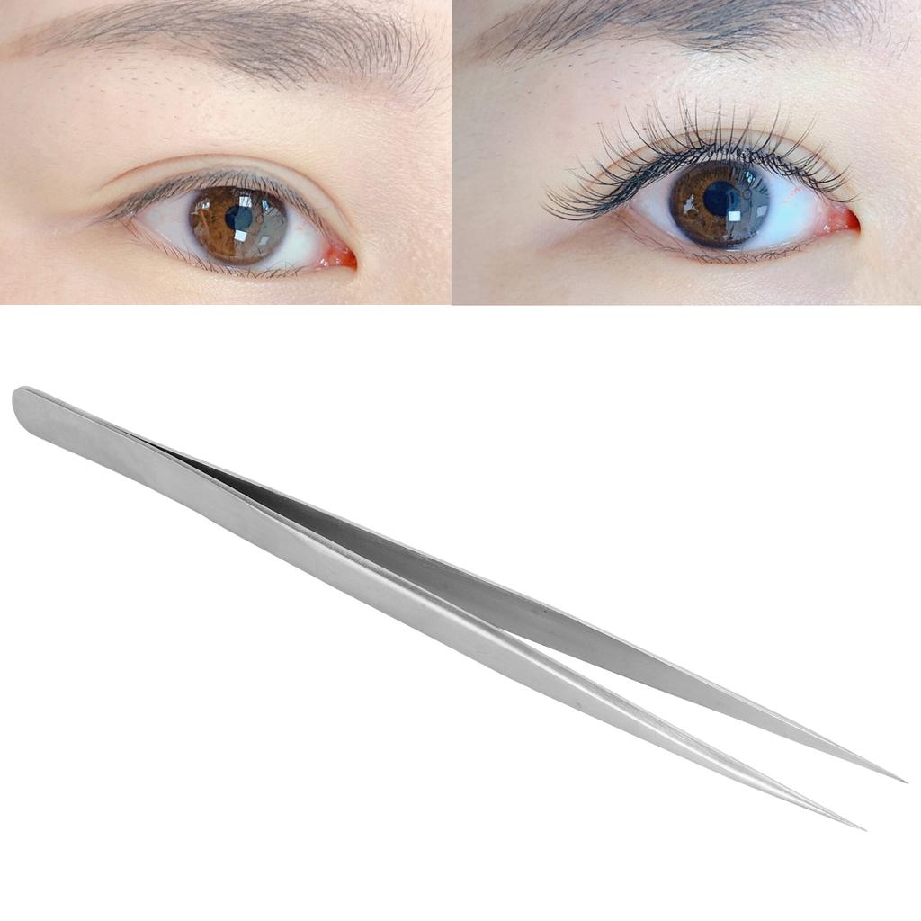 Stainless Steel Eyelash Extensions Tweezers Straight Pointed Tweezers for Nail Art(SSSAThin Handle Tweezer )