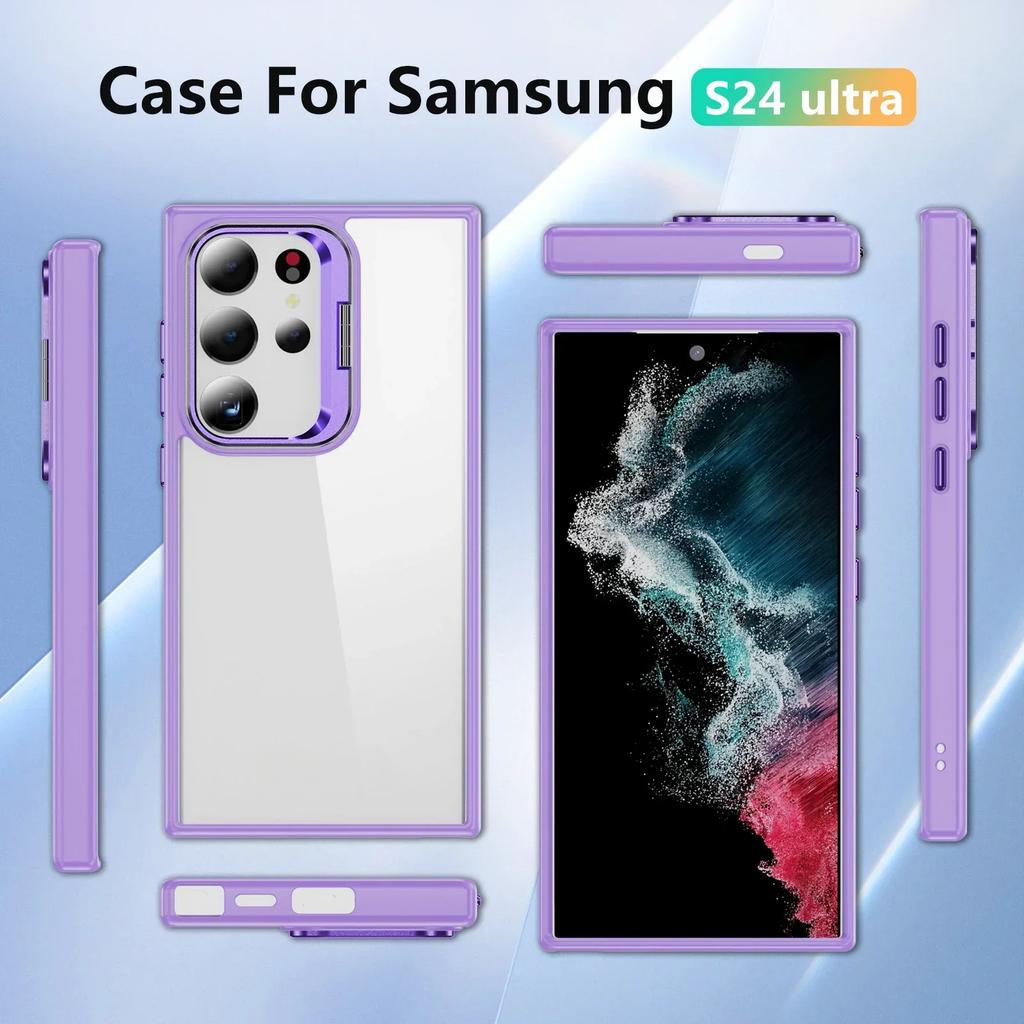 Transparente Halterung Acryl PCU Handyhülle für Samsung Galaxy S25 S24 FE Plus Ultra Stoßfeste Schutzhülle