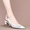  Women Cute Pointed Toe Biege Hollow Out Breathable Buckle Strap High Heel Shoes Lady Fashion Sweet Square Pumps Ab800