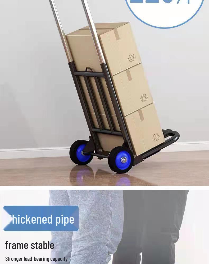 Carrito de Compras Plegable Portátil para Uso Doméstico - Carrito de Equipaje de Acero al Carbono Tirado a Mano para Comestibles