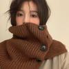 Korean Style Women's Knitted Woolen Neck Gaiter & Scarf with Buttons