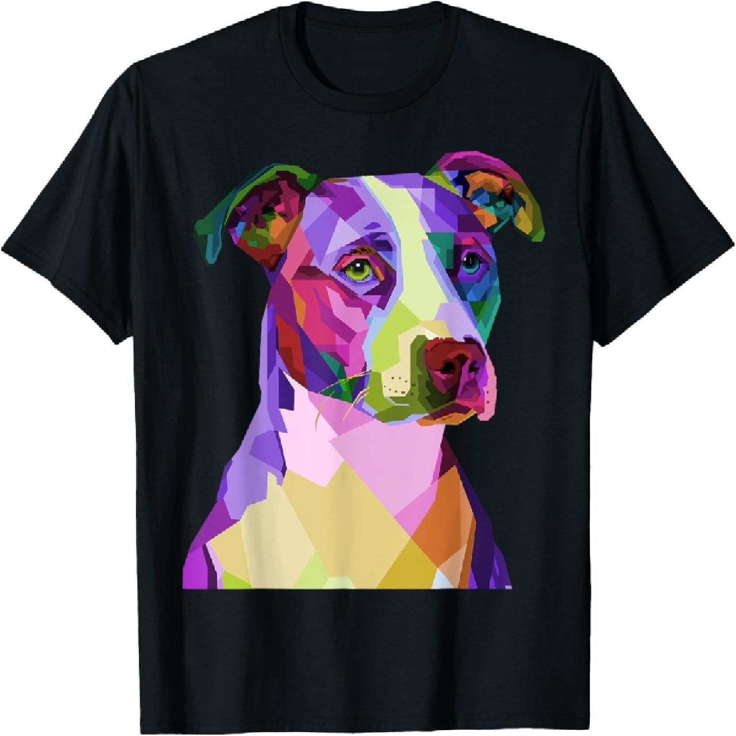 American Pitbull Terrier Pop Art Portrait for Dog Owners Men Women Kids T-Shirt S