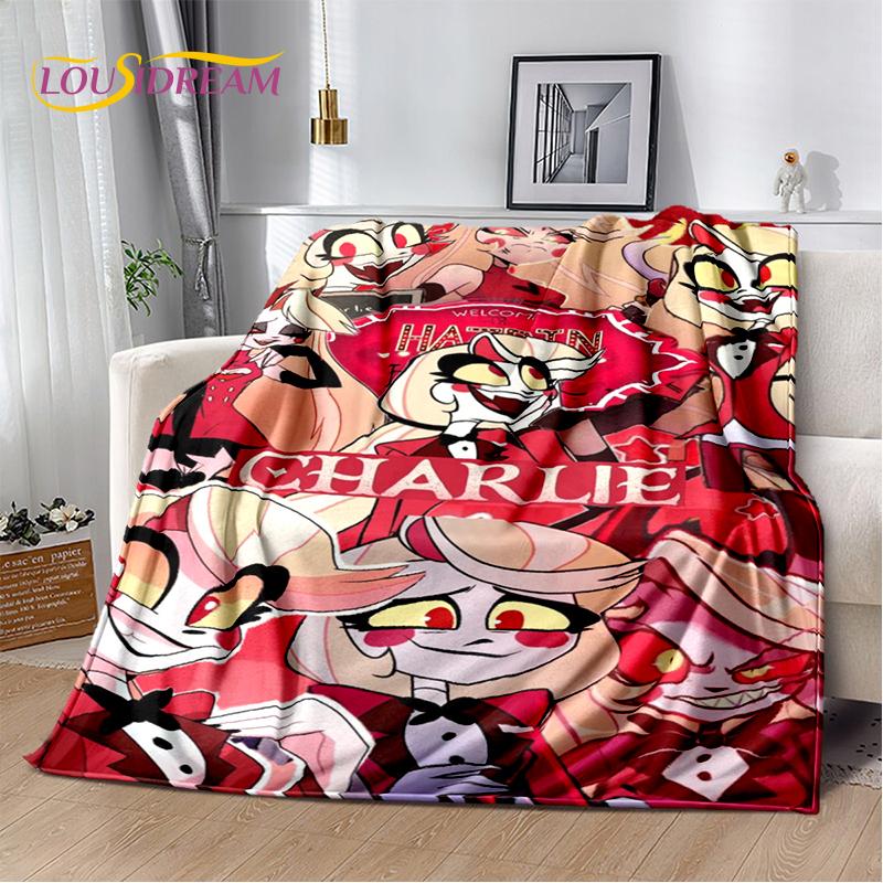 2025 H-Hazbin Hotel Charlie Kreskówkowy Miękki Koc, Miękki Koc Rzutowy do Domu Sypialni Łóżka Sofy Pikniku Podróży Pokrowiec Prezent dla Dziecka