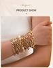 Gold Plated Chunky Chain Bracelet, Stainless Steel Minimalist Link Waterproof, Thick Brand Wristband Bangle For Women