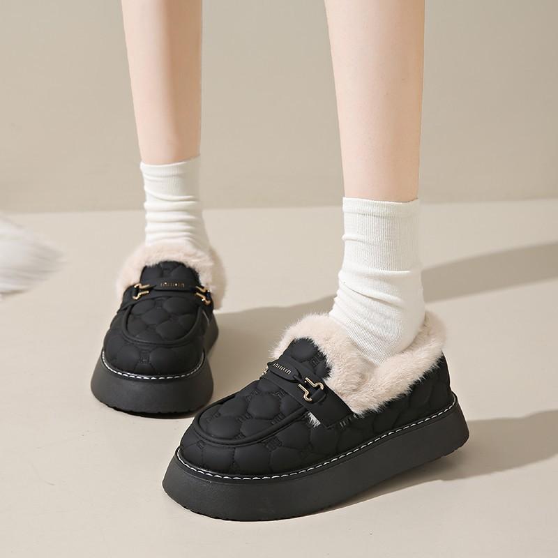 Polaire chaud Doudou chaussures en coton pour femmes hiver nouveau mi-haut grandes chaussures de neige en coton grande taille chaussures plates en coton