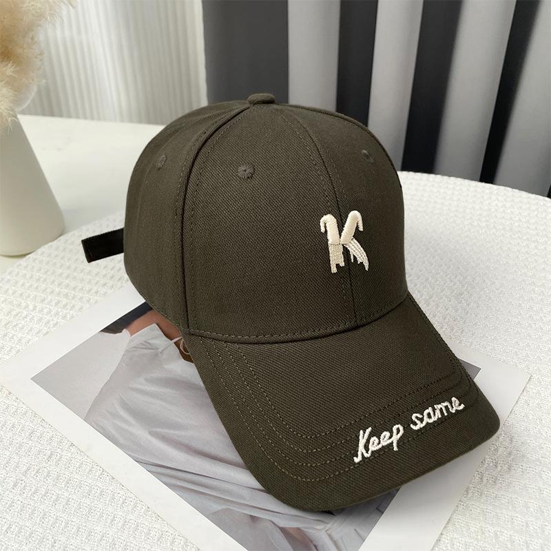 Korean Hat Women's Winter Cute Embroidered Little Fox Baseball Cap Big Head Circumference Showing Face Small Versatile Brushed Peaked Cap