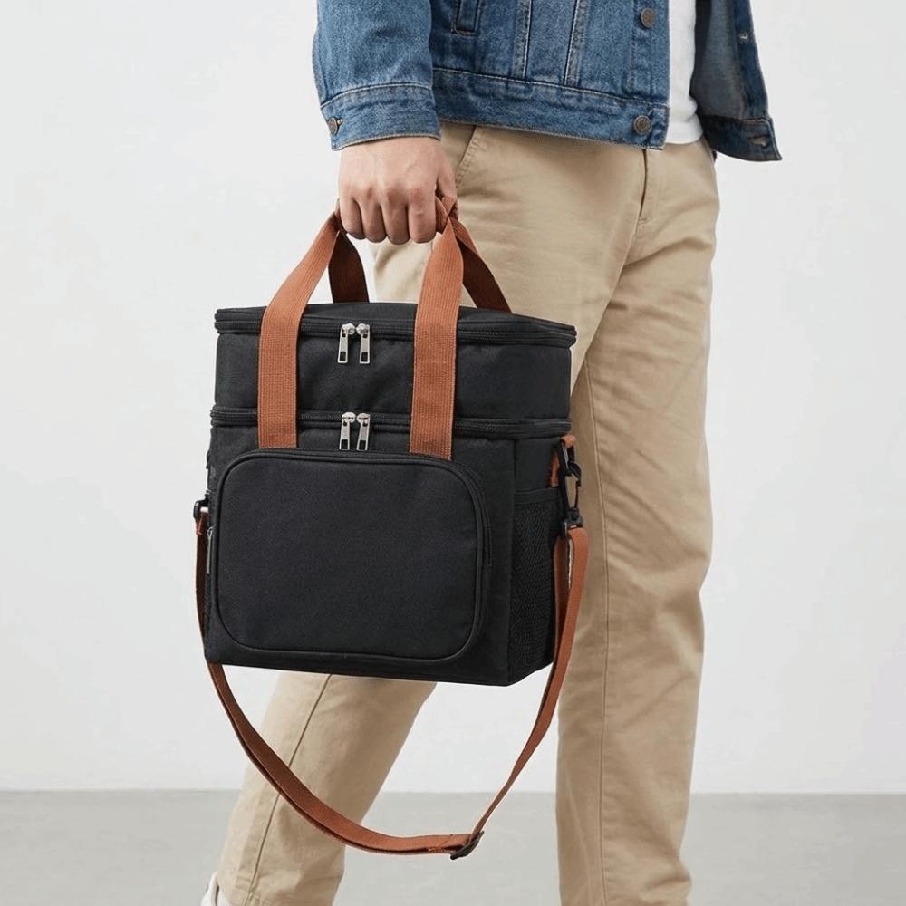 Large Capacity Insulated Lunch Bag Lightweight Adjustable Shoulder Strap Picnic Tote Bag Waterproof Handle