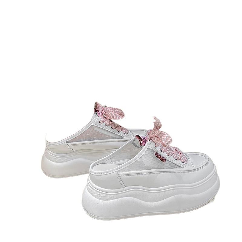 2025 Vara Noi Papuci Baotou Jumătate Papuci de Piele cu Talpă Groasă de Exterior Sandale Femei Creștere Înălțime 8cm