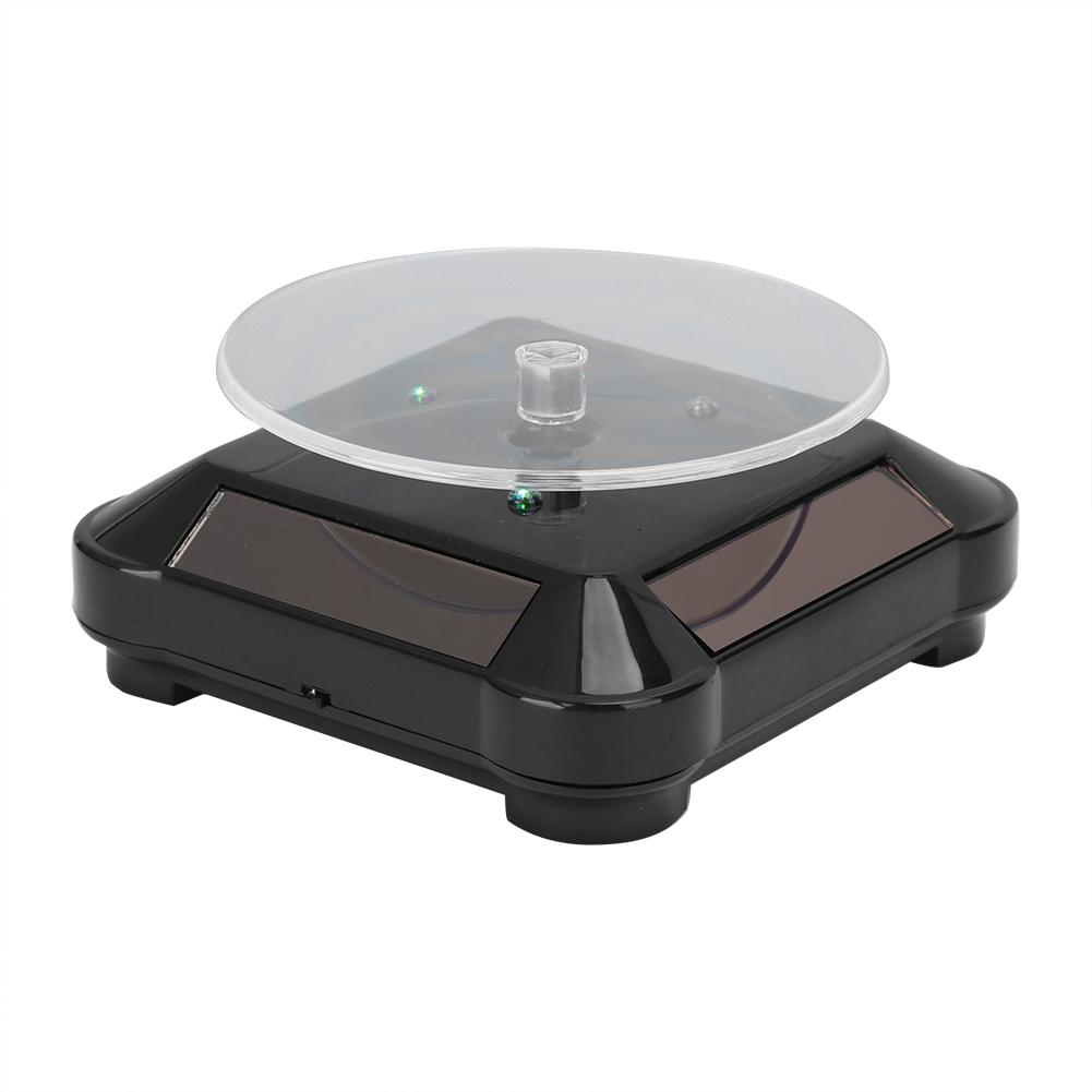 Jewelry Display Stand Solar Powered Rotating Turntable Electric Jewelry Display Tool Black