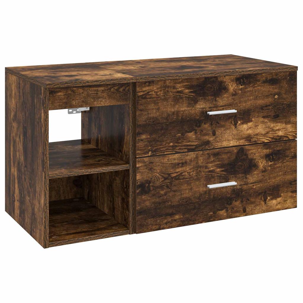 Bathroom Furniture Set 2 pcs Smoked Oak Wood Based Material