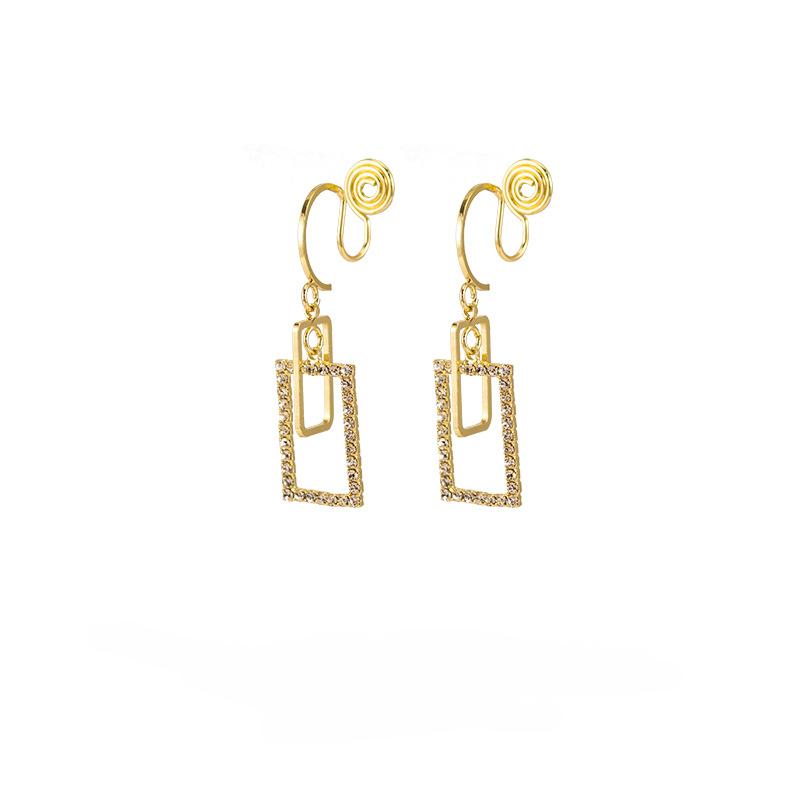 

Роскошные квадратные серьги с москитной сеткой со стразами, зажимы для ушей, серьги для пирсинга, 2023, новые серьги женские