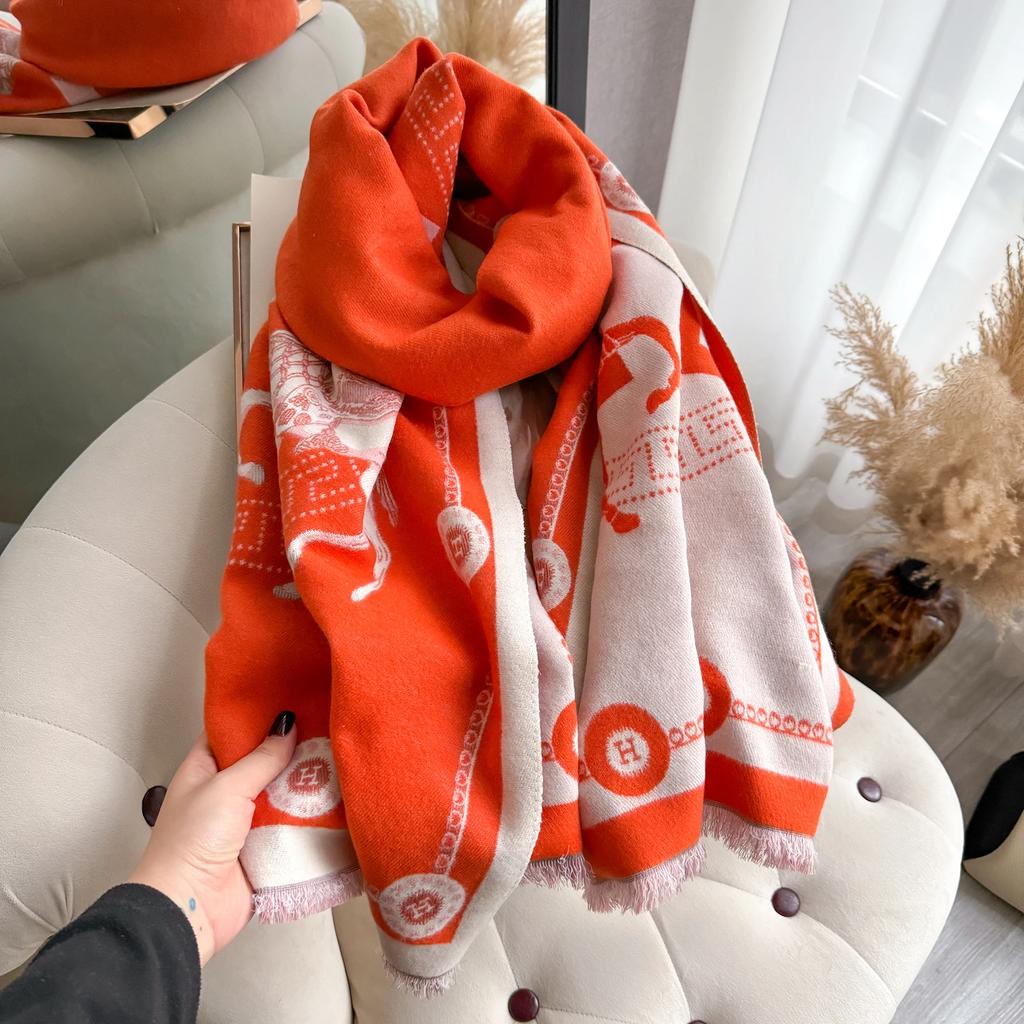 Luxury Winter Cashmere Scarf Women 2025 Design Warm Pashmina Blanket Poncho Scarves Female Carriage Shawl Thick Foulard Bufanda