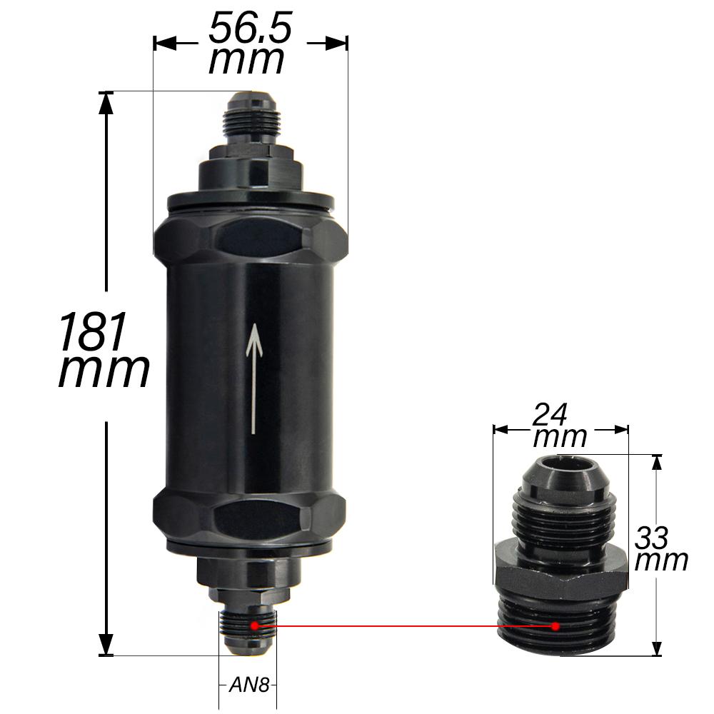 Inline Fuel Filter E85 Ethanol AN6 / AN8 / AN10 With 100 Micron Stainless Steel Element 6AN 8AN 10AN