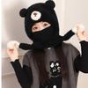 Winter Balaclava Hat Neck Gaiter Hat with Cartoon Bear Ear Design Outdoor Pullover Scarf Hat For Kids Cold Activity
