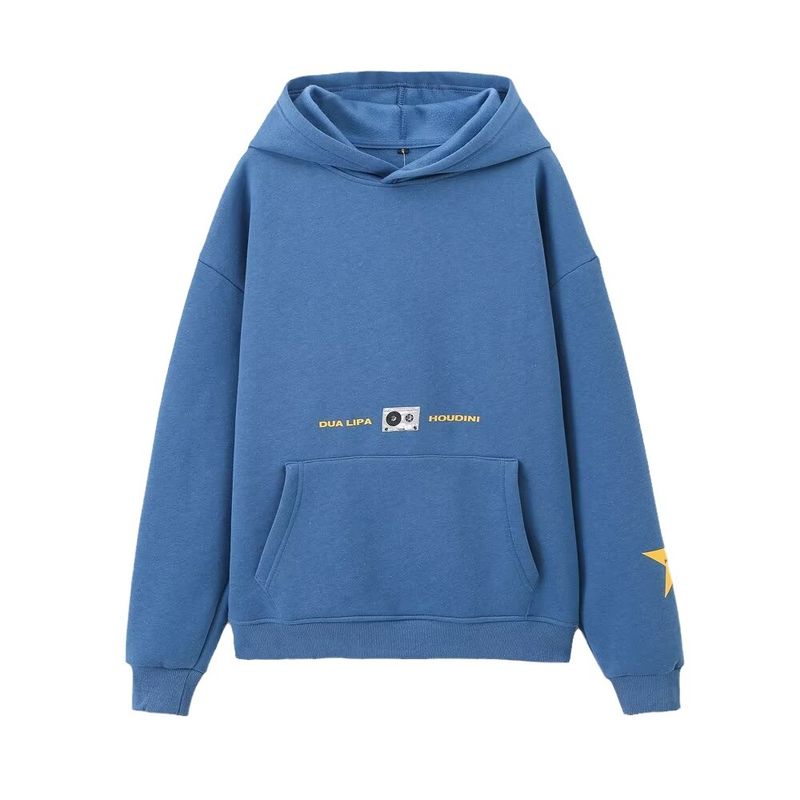 

Kaslead New Arrival Women s Clothing Fashion Style Fashion Minimalist All-Matching Hooded Print Sweatshirt 3253853 Blue L