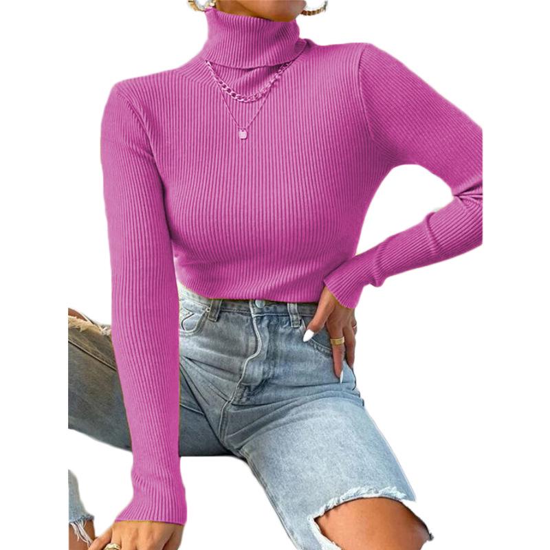 2024 Women's High Neck Knitted Pullover - Europe & America Style