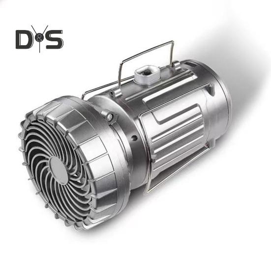 2-i-1 Viftelys Vanntett Solcelledrevet LED Campinglykt med Vifte Bærbar Oppladbar Lampe Multifunksjonell Vifte for Utendørs Camping