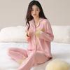 Pure cotton pajamas women's long-sleeved spring and autumn new women's autumn loungewear pull-frame cool cotton thin autumn and winter suit