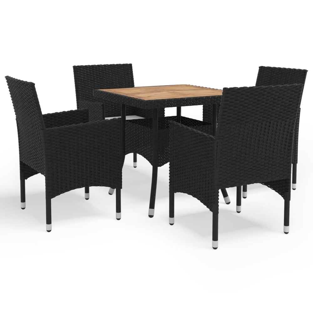 Ensemble à manger de jardin 5 pcs  Résine tressée et acacia