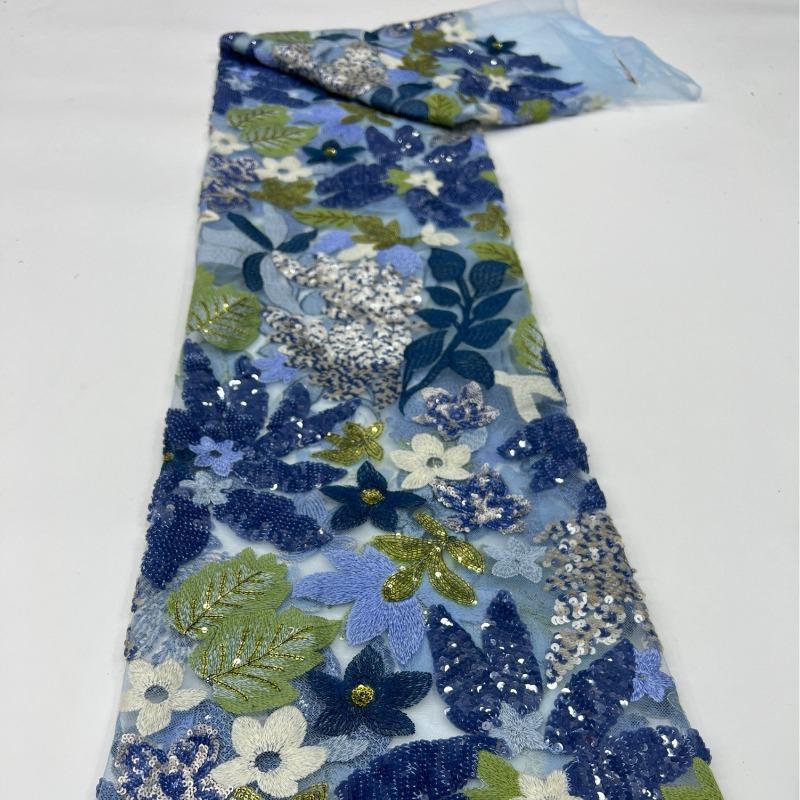 

Colorful Large Flower Sequin Fabric Floral Mesh Cloth for Wedding Dresses Party Gown Diysewing Materials Clothing Design Fabric 1Yard