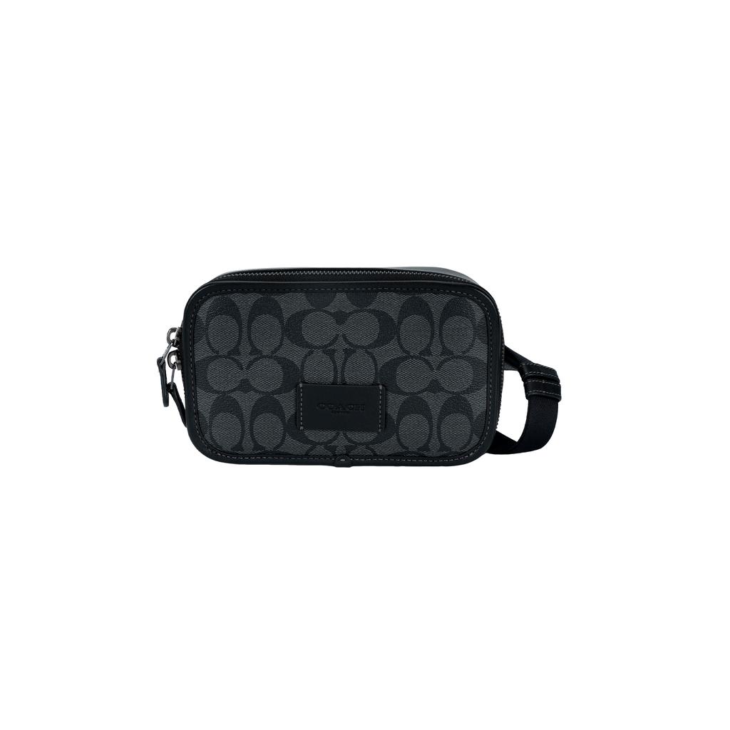 COACH Coated Canvas With Leather One Shoulder Crossbody Fanny Pack Small Men's Black CM106-QBMI5