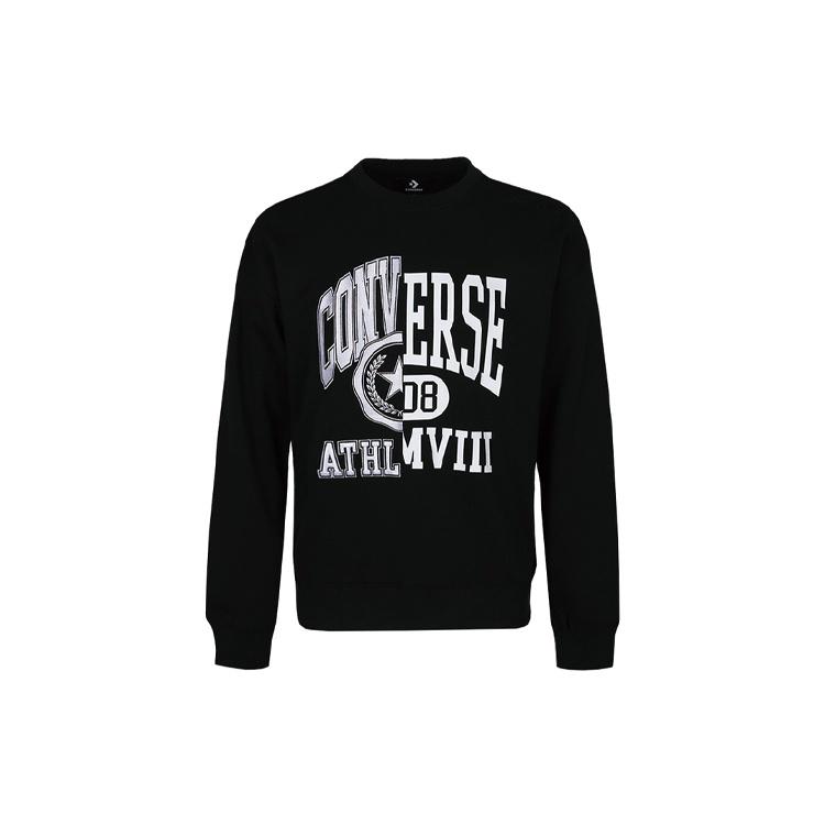 Men s Converse Alphabet Logo Printing Round Neck Pullover Black 10018354-A03 L