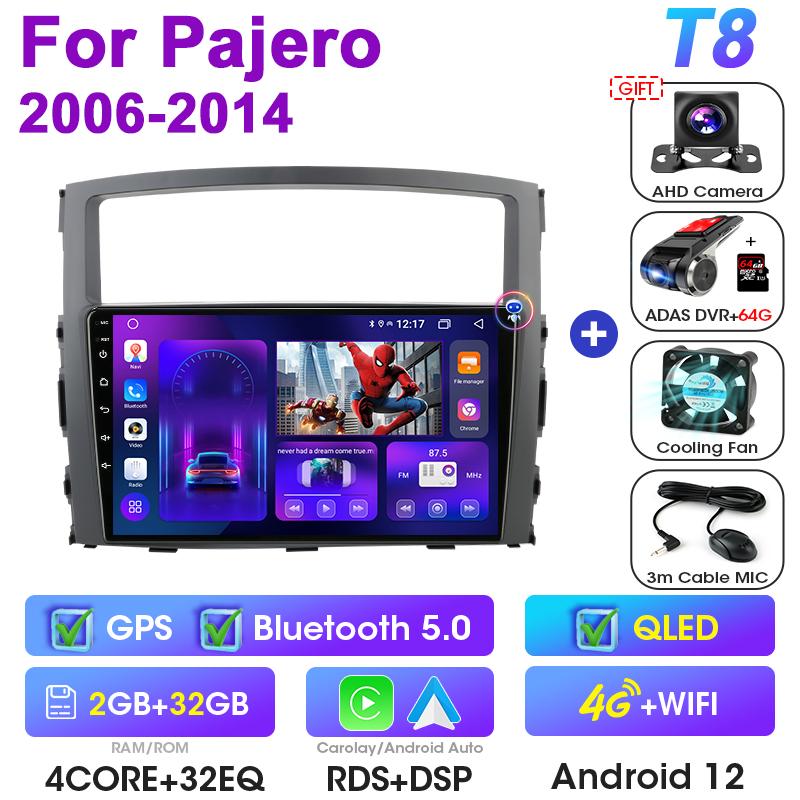 Android 12 Car Radio For Mitsubishi Pajero 4 V80 V90 2006 - 2014 2 Din Carplay Auto Stereo intelligent Systems Smart Autoradio