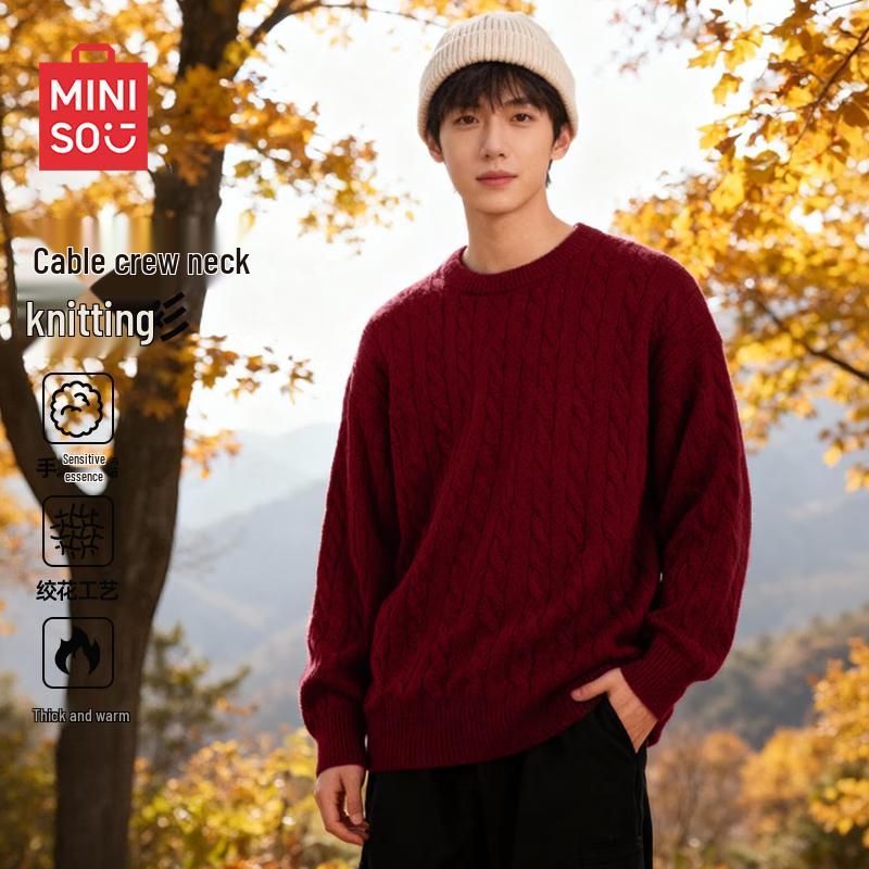 

MINISO Men s Japanese Style Warm Round Neck Knit Sweater