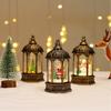 Christmas Decorative Hexagonal Water-Filled Lantern With Santa Snowman Tree Reindeer Design Holiday Tabletop Lighting