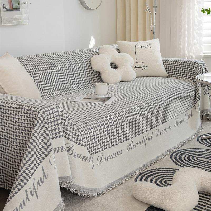 Sofa Towel Universal Thickened Non-Slip Chenille Integrated Full Covered Small Plaid Minimalist Sofa Cushion Cloth