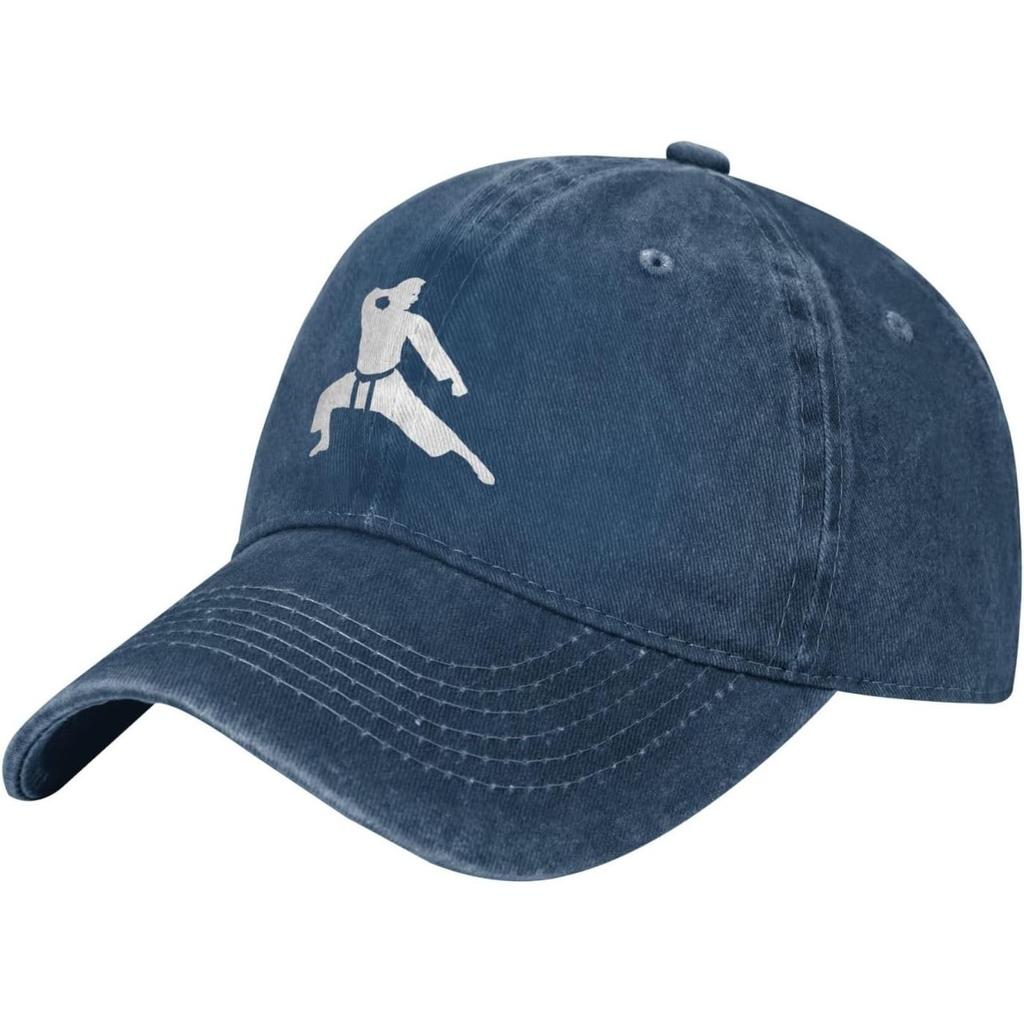 Karate Fighter Graphic Washed Cotton Baseball Cap Adjustable Outdoor Sports Dad Hat