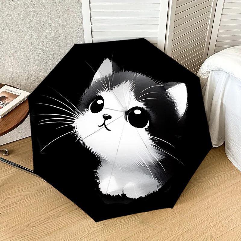 Adorable Kitten Print Umbrella   Automatic Opening & Closing, Outdoor Protection, Lightweight and Durable Travel Accessory 127