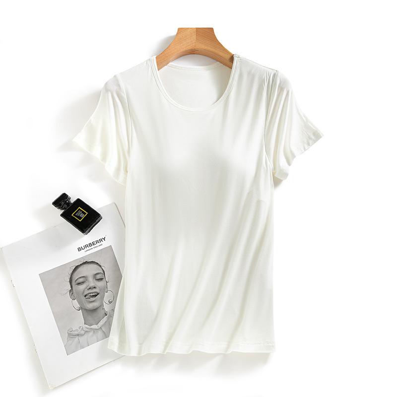 

Летняя женская модальная пижама, цельный топ, футболка с нагрудной подкладкой, короткий рукав, нижняя рубашка, домашняя одежда, одежда для сна для женщин M белый