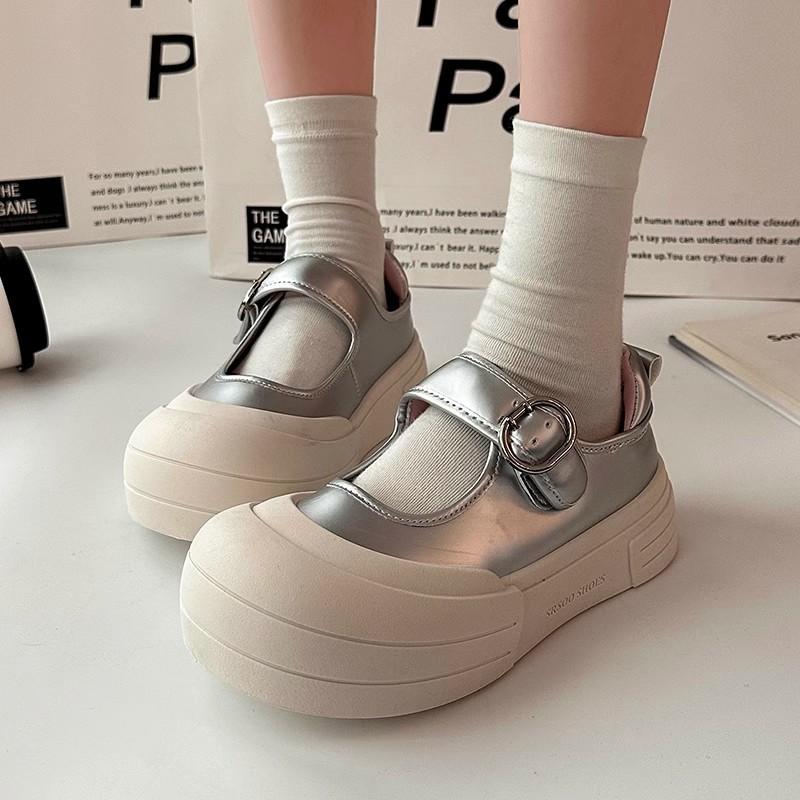 Round head Mary Jane single shoes women's shoes with skirts spring and summer new fashion platform muffin shoes big head Japanese board shoes
