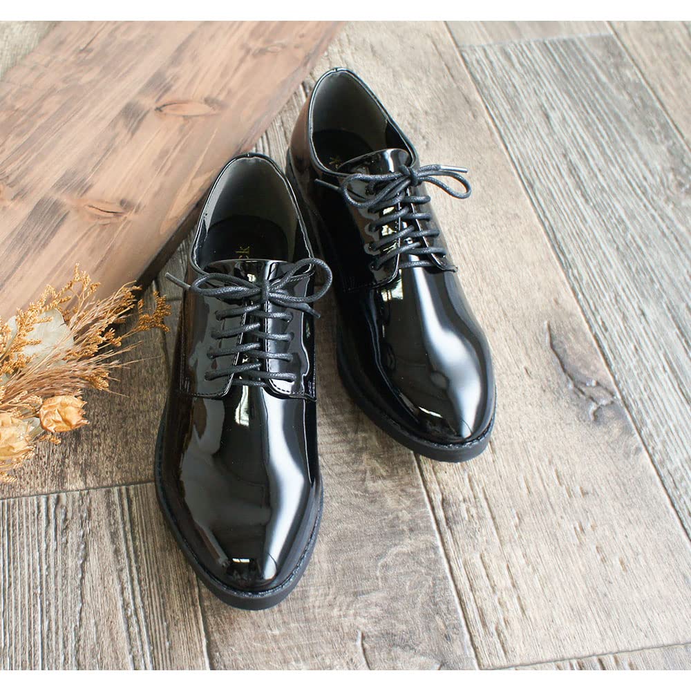 Patent Leather Oxford Handsome M [ArchContact] Women's Lace-Up Shoes, Shoes, Casual, Cute, Black, Smooth,