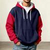 Men's Half-Zip Hooded Sweatshirt Knit Color Block Casual Pullover