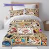Name Custom Luffy Zoro Anime Pattern Bedding Set Quilt Cover Pillowcase Home Decor Gift (1 * Duvet Cover + 2 * Pillowcase, Without Core)