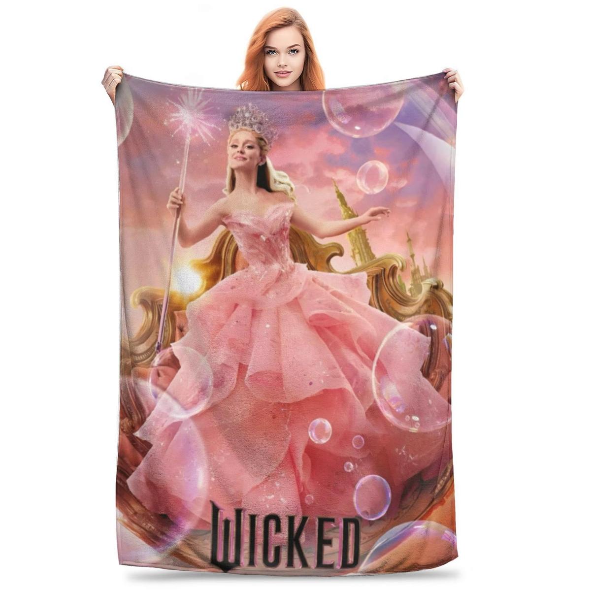 

Wicked Elphaba & Glinda Tonal Blanket Magic Movie Flannel Throw Blankets Bedspreads Printed Soft Warm Multifunction Quilt 200x150cm 80x60in