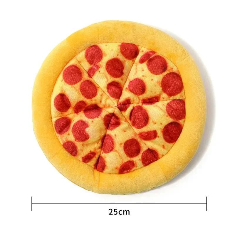 Jouets en Peluche pour Chien Forme Pizza Jouets Sonores Couinants pour Chiens Chiots Jouet à Mâcher pour Aiguiser les Dents des Chiens Fournitures pour Animaux