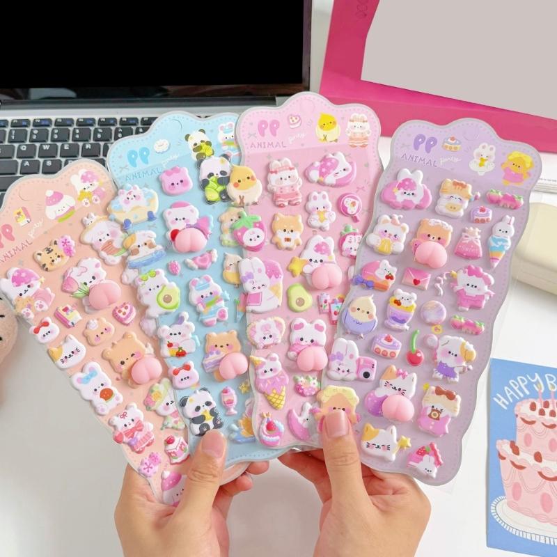 Animal Sticker Decorative Foam Sticker for Art Craft Scrapbooking Journals Phone Case Water Bottle Children Rewarding