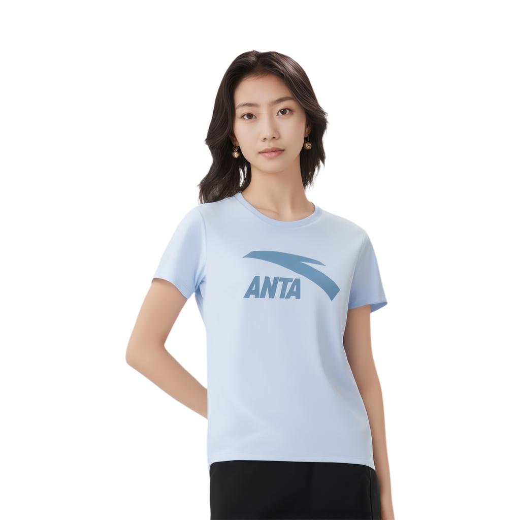 Anta Short Sleeve Knitted T-Shirt Women tops Ice-Blue 962628104-3