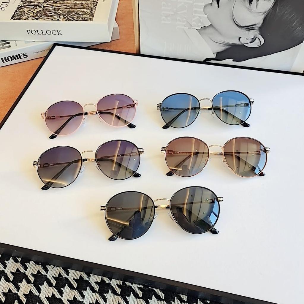 Feisedy Polarized Sunglasses for Men and UV Color Metal Small Mountain B1247 Women, UV400, Protection, Stylish, TAC, Round, Lens, Frame, Face,