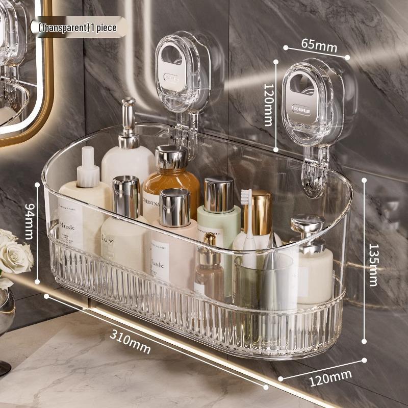 

Wall-Mounted Suction Cup Storage Rack for Bathroom, Shower, Toilet, Vanity, or Kitchen