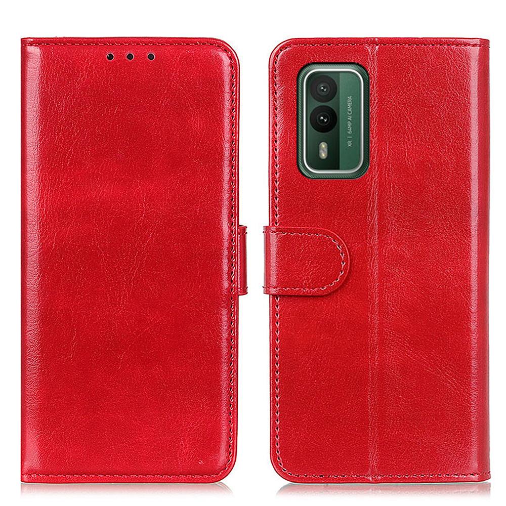 

For Nokia XR21 PU Leather Crazy Horse Texture Folio Case Wallet Stand Flip Phone Cover Red