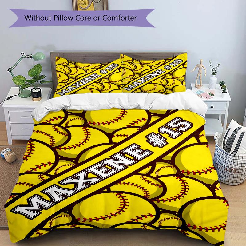 

3pcs Softball Player Maxene 4315 Design Bedding Set, Includes Quilt Cover and Pillowcases, Suitable for All Seasons 135x200cm