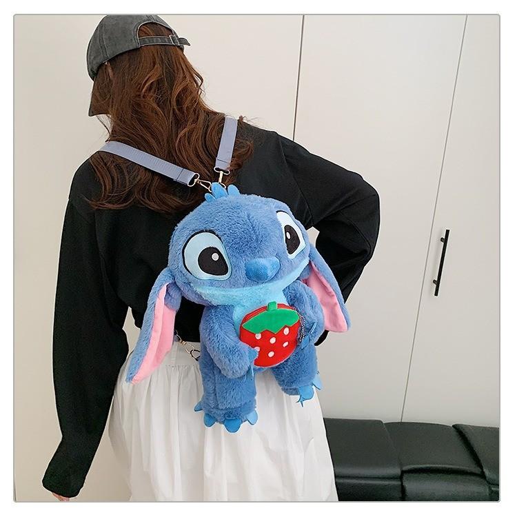 Soft Girls Cartoon Plush Backpack With Zipper Closure For Travel Casual