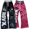 ZYLLO Amerikansk Bokstavlapp Retro Dobbeltlagsdesign Y2K Bukser Baggy Joggebukser Menn Hip Hop Gotisk Elastisk Midje Jogging Fritidsbukser