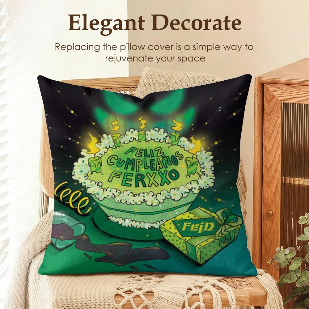 FFeid Luna Rapper Pattern Cushion Cover Natural Linen Organic Fabric DoubleSided Printing Sofa Home Decor Gift Pillow Case