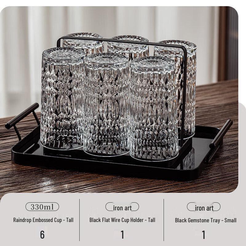 Qiwei Embossed Glass Drinkware Set