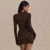 Street Style Long Sleeve Bodycon Dress With Milk Silk Fabric For Casual Wear